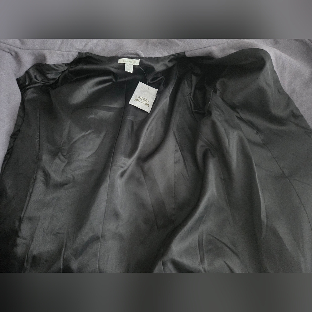 NWOT Garnet Hill Gray Ribbon Candy Ruffle Front Wool Coat Size 18 - Picture 13 of 16
